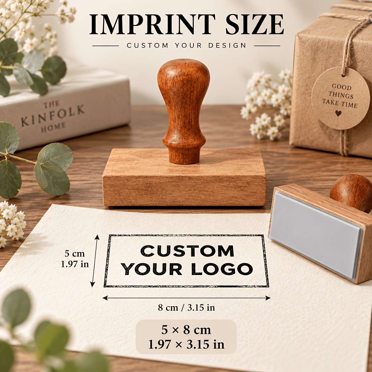 Custom Wooden Stamp with Rectangular Size for Logos